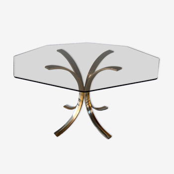 Table à manger en verre octogonale design Italien des années 70