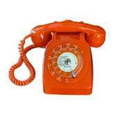 Téléphone à cadran vintage orange