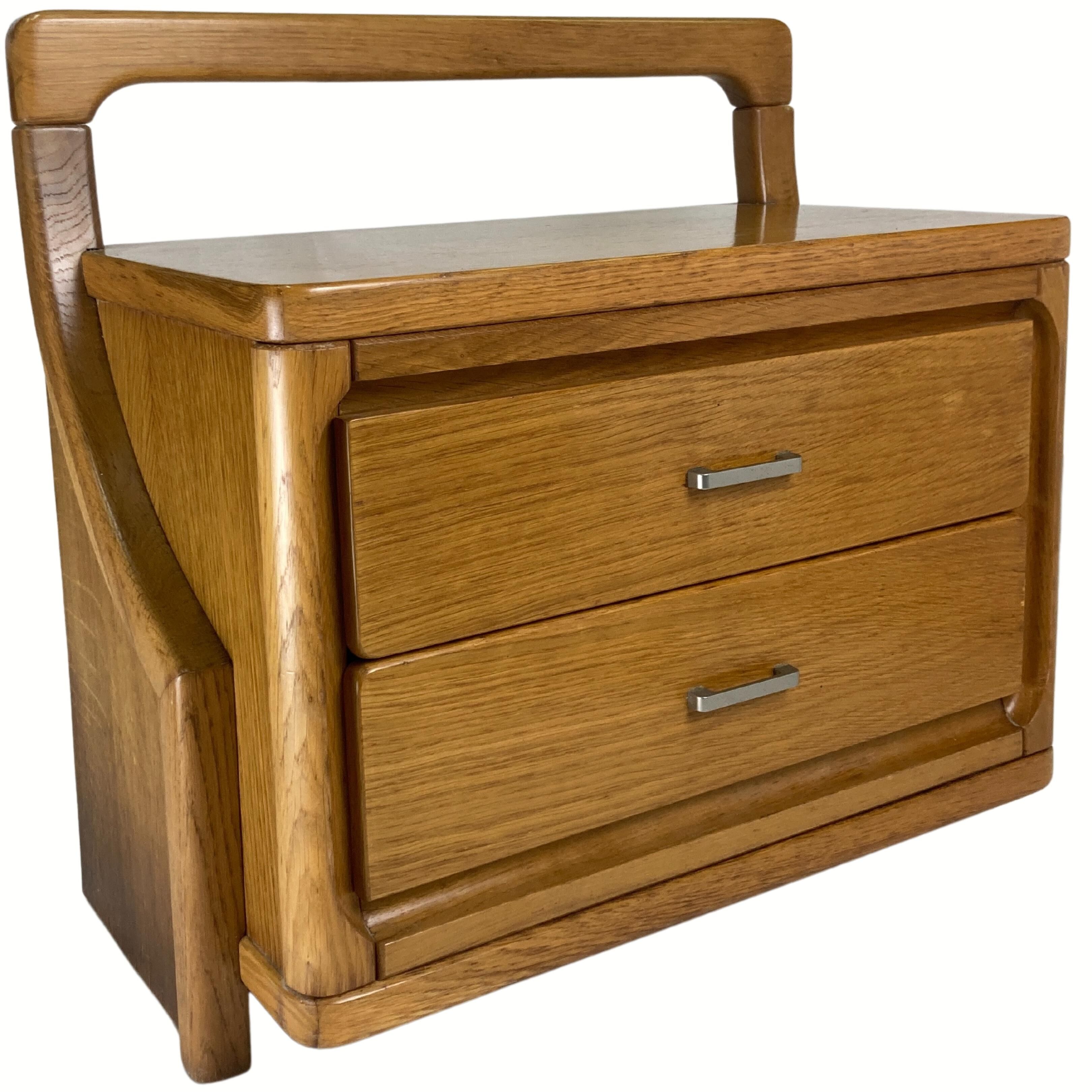 Danish scandinavian oak curved free form night stands or side tables, 1970s