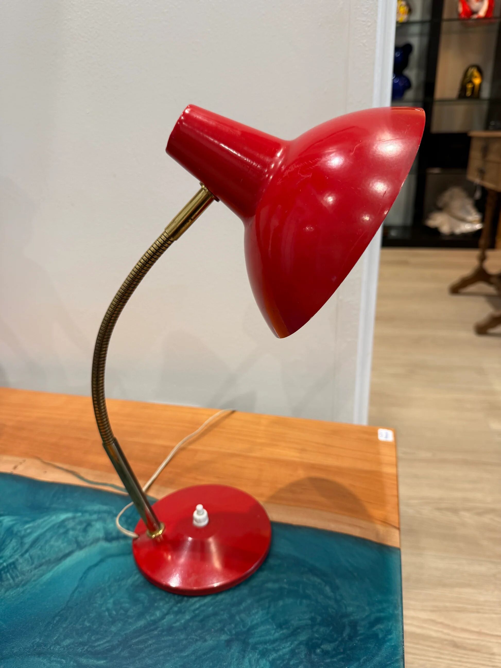 Vintage Aluminor red desk lamp – 1970s design