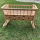 Child's cradle in pine painted pink and red, Hungary - 1920s, vintage style
