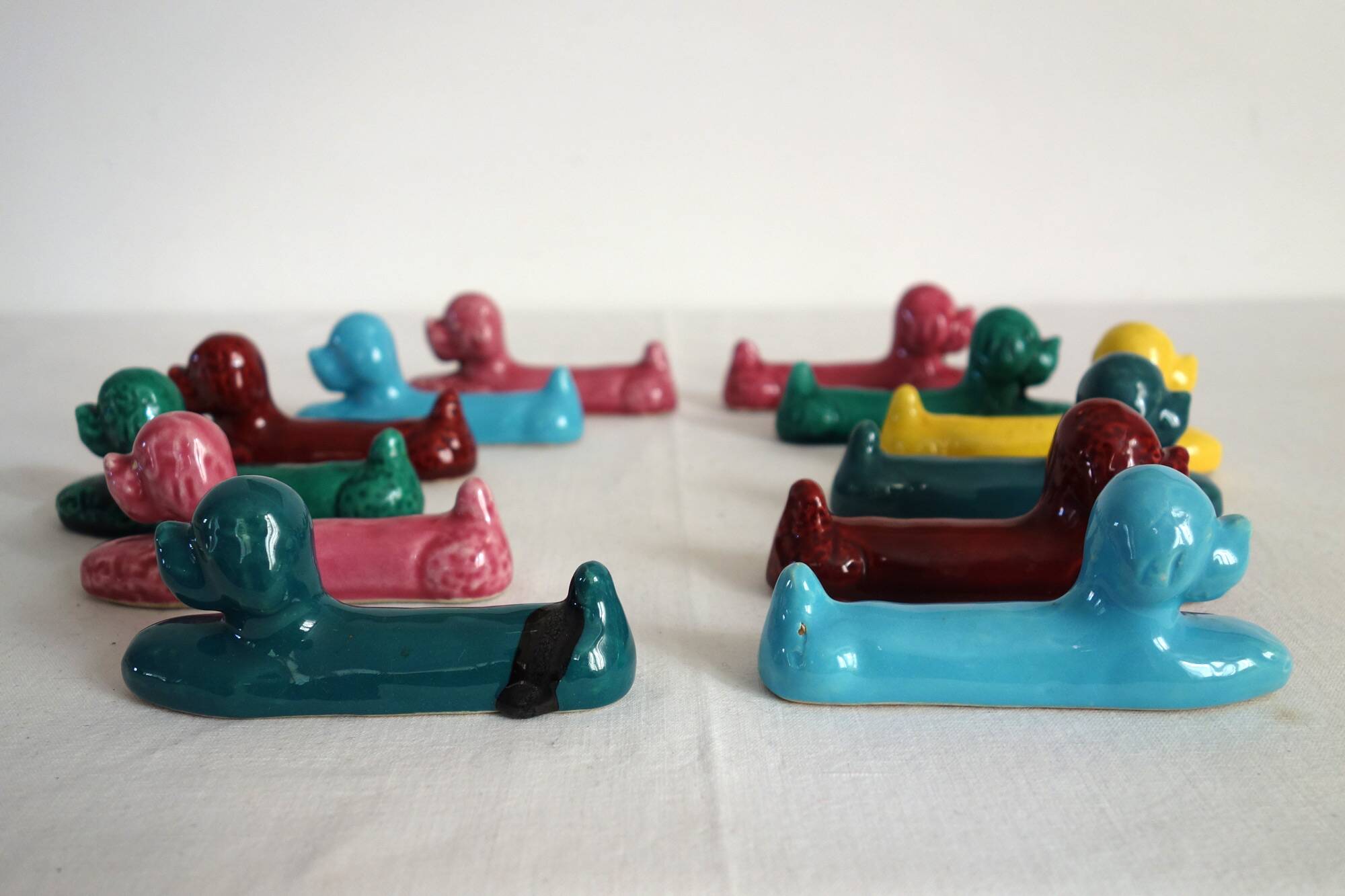 12 vintage Vallauris ceramic knife holders