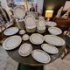 UM Limoges table service, Art Deco gold thread porcelain 80 pieces