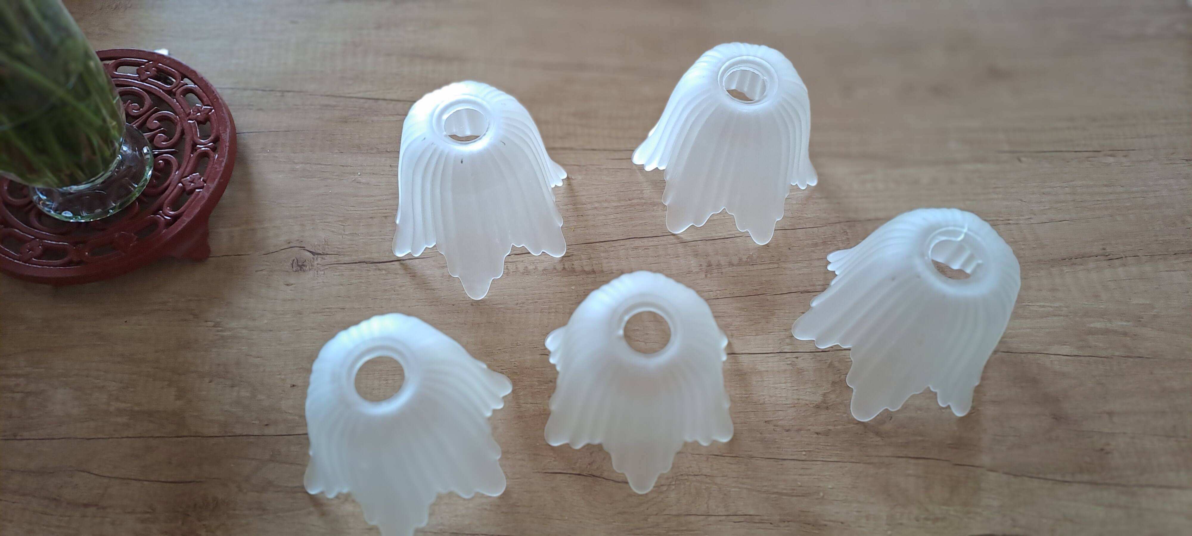 Old sandblasted glass tulips