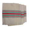 6 old métis tea towels never used red and green stripes