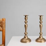 Set of two antique 19th century French copper candlesticks
