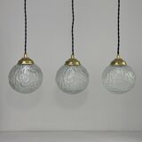Lot of 3 vintage round glass pendants