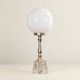 Moon — Table lamp in white opaline, sculpted glass and silvered metal.