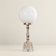 Moon — Table lamp in white opaline, sculpted glass and silvered metal.