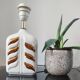 Vintage lamp base, white and gold ceramic, 70s.