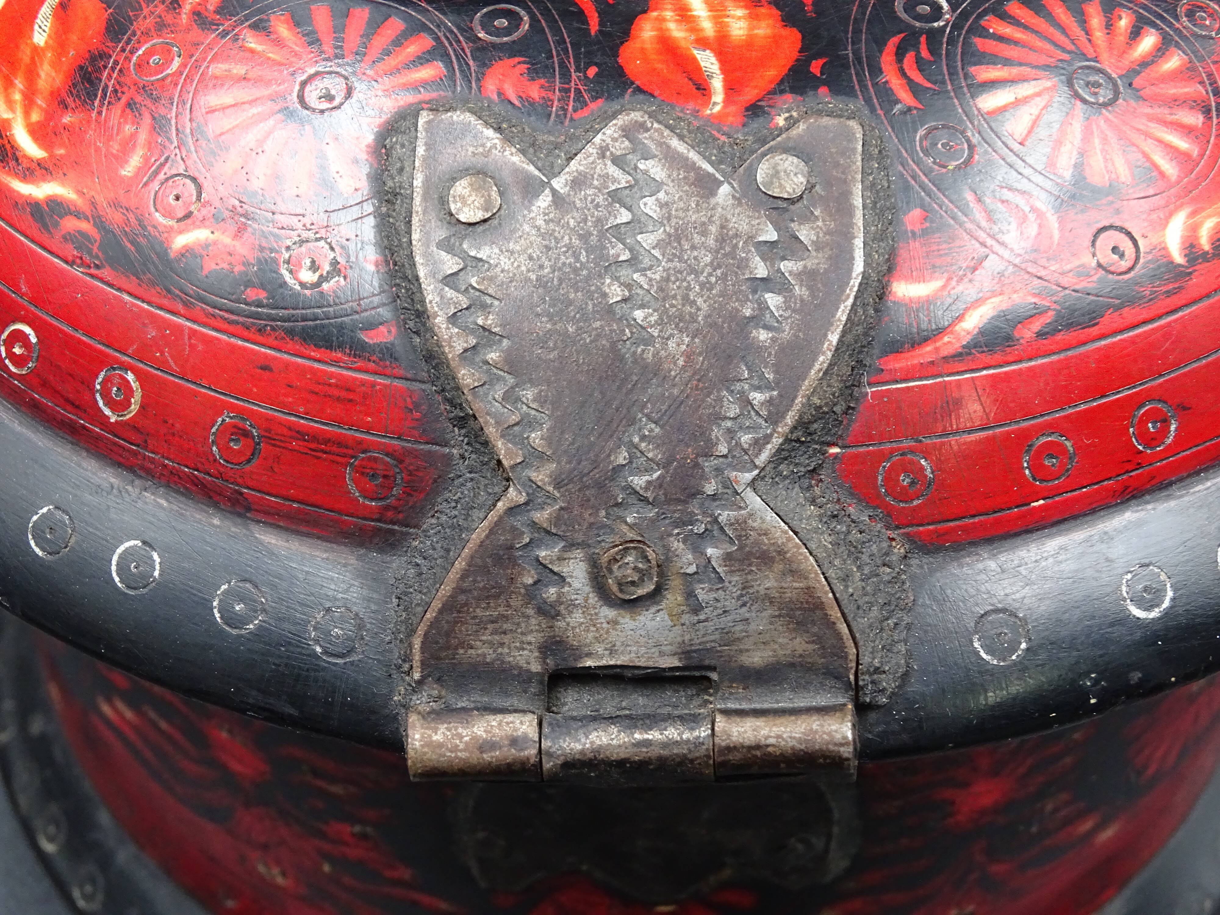 Wooden chapati box and fittings from India