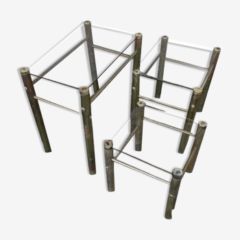 Glass and metal nesting tables