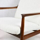 GFM-64 armchair, design by Edmund Homa from the 60s, white boucle