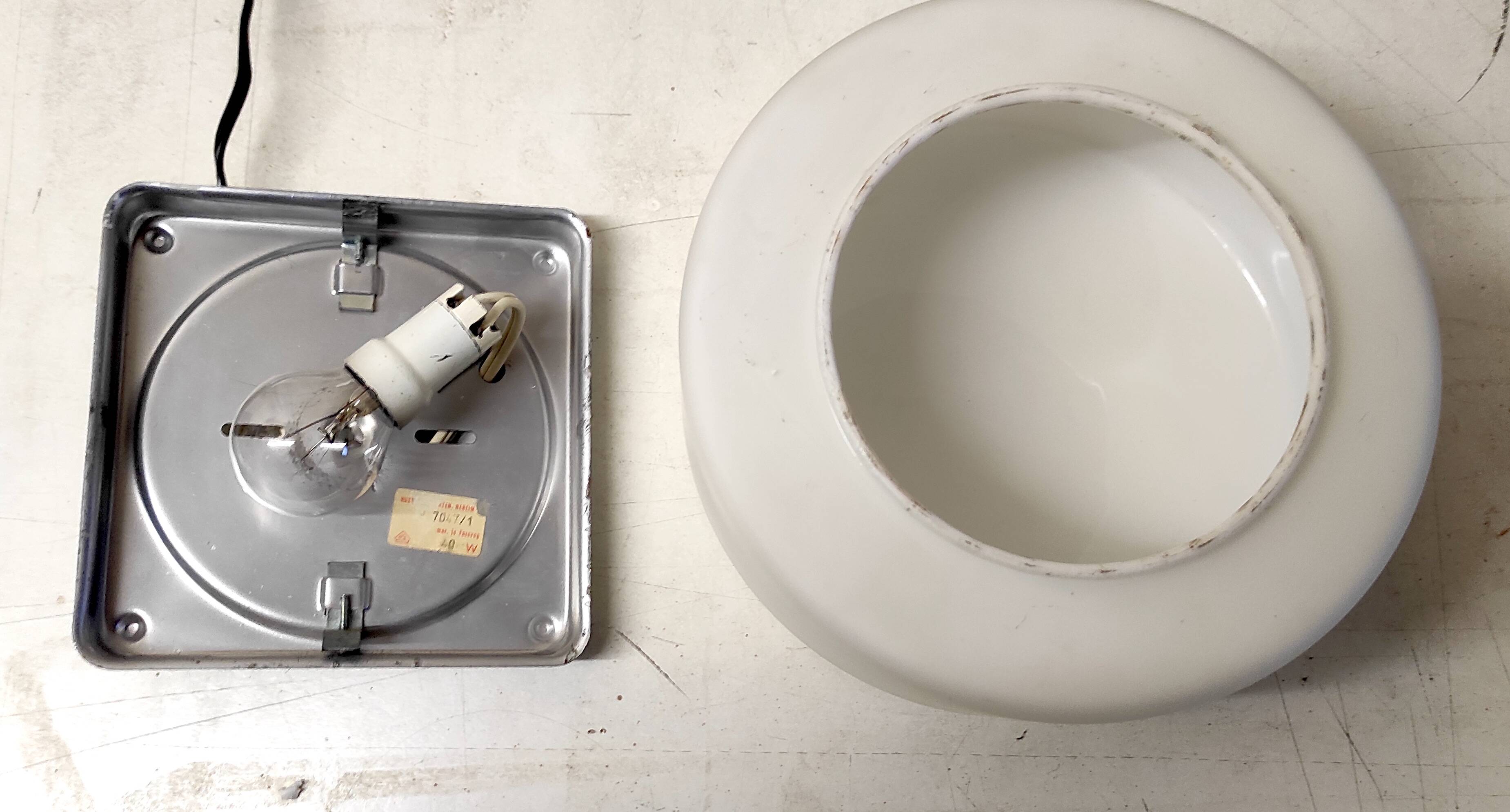 Ceiling light or wall lamp in Bauhaus style, cylindrical opaline globe - mid 20th century.