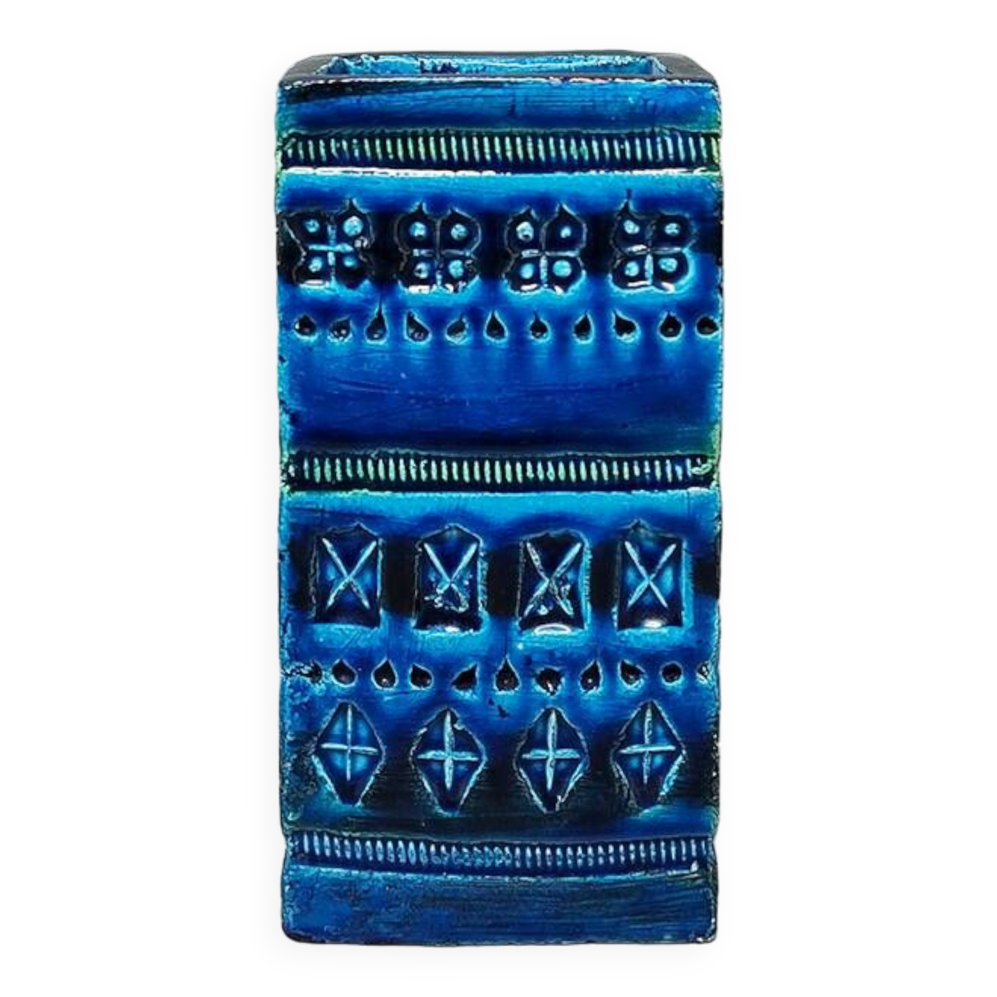 1960s Stunning Vase by Aldo Londi for Bitossi "Blue Rimini Collection"