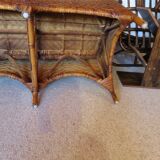 Two-seater banquette in woven rattan, wood and bamboo, 1980s.