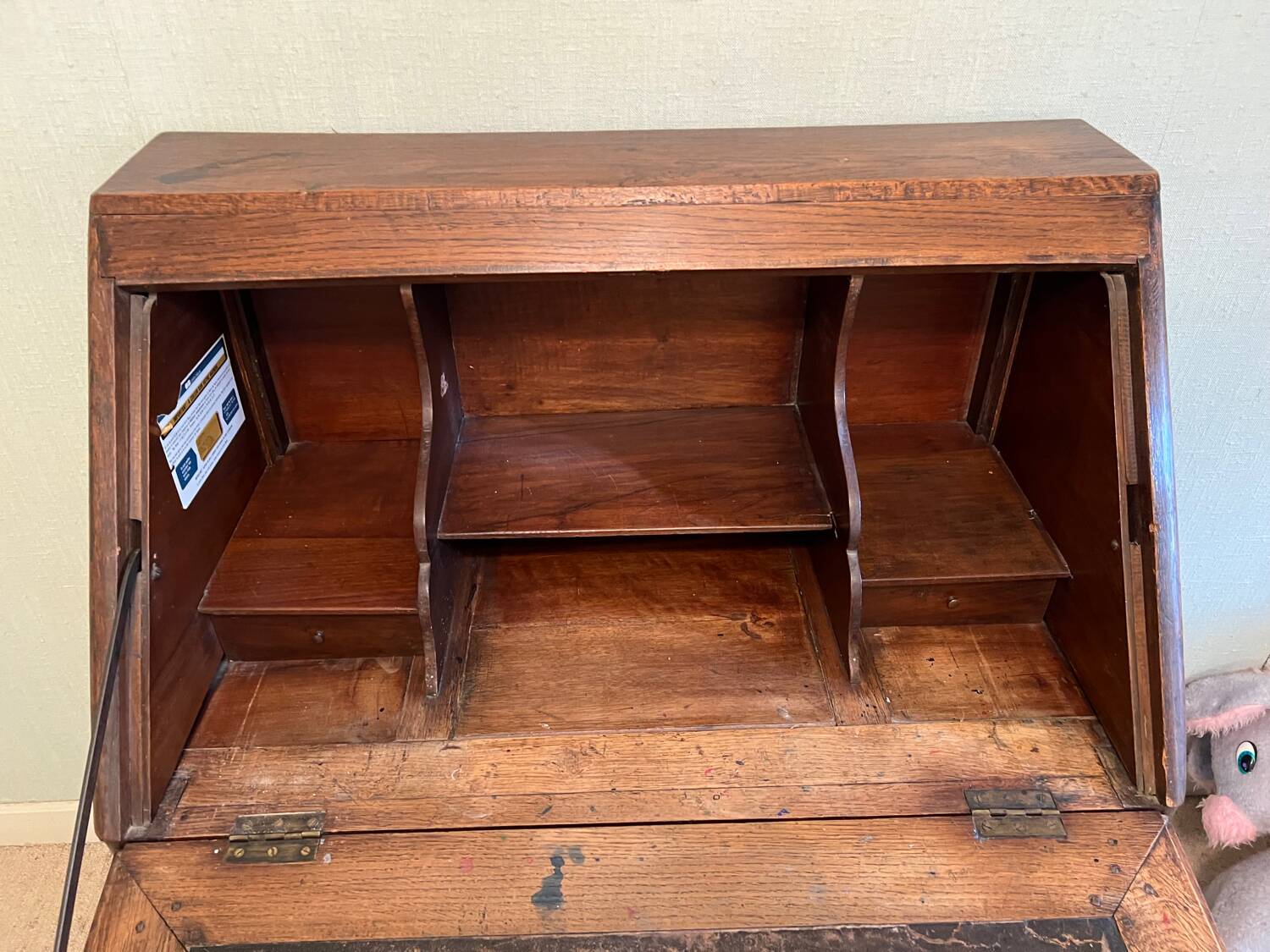 Solid oak sloping secretary