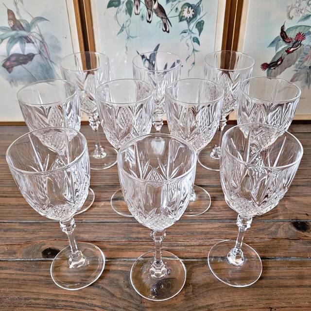 Chiseled wine glasses Cristal d'Arques Fontenay model (10 glasses)