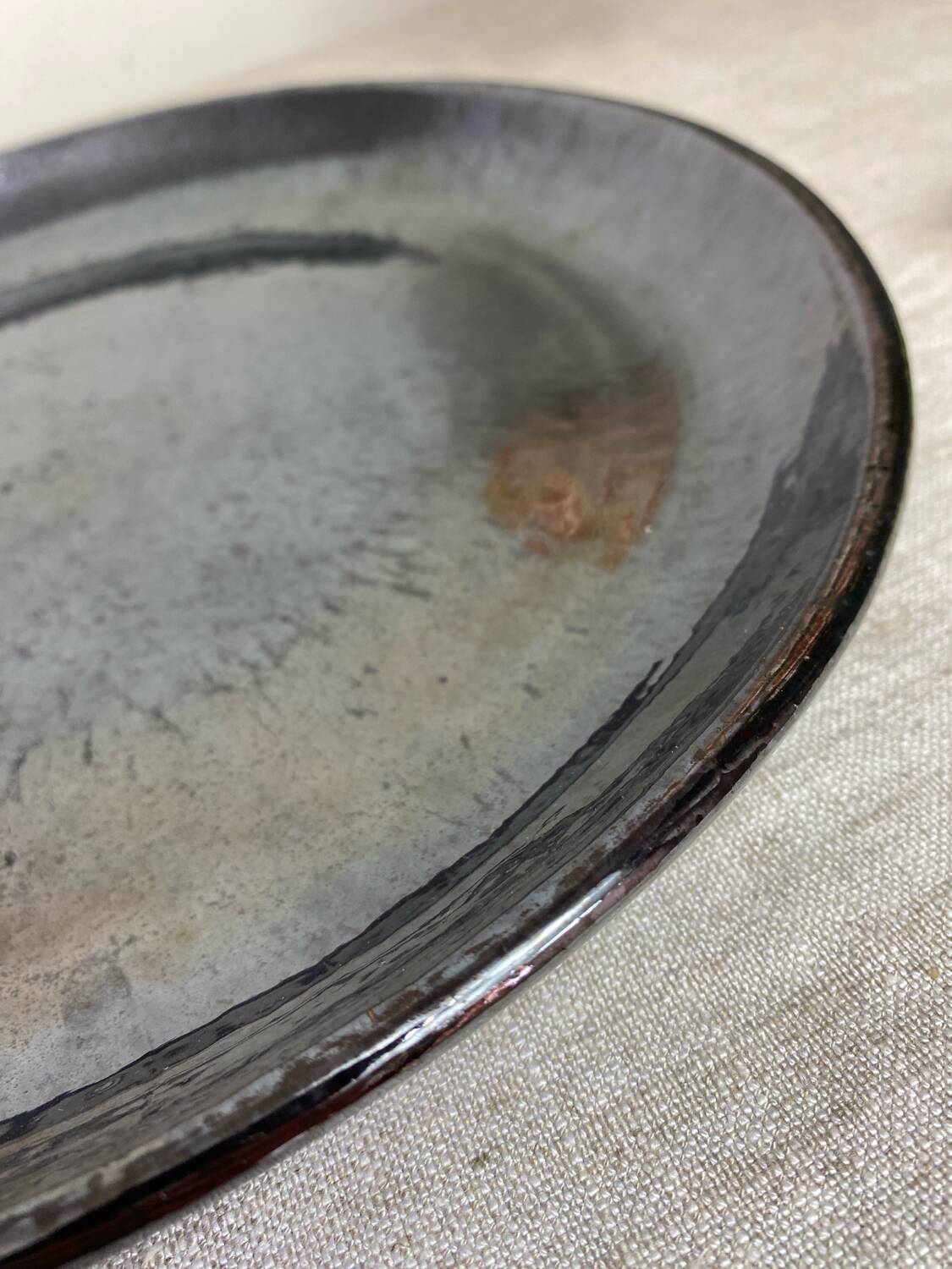 Round iridescent ceramic dish Vallauris