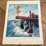 J.Touchet Illustration signed / The dive