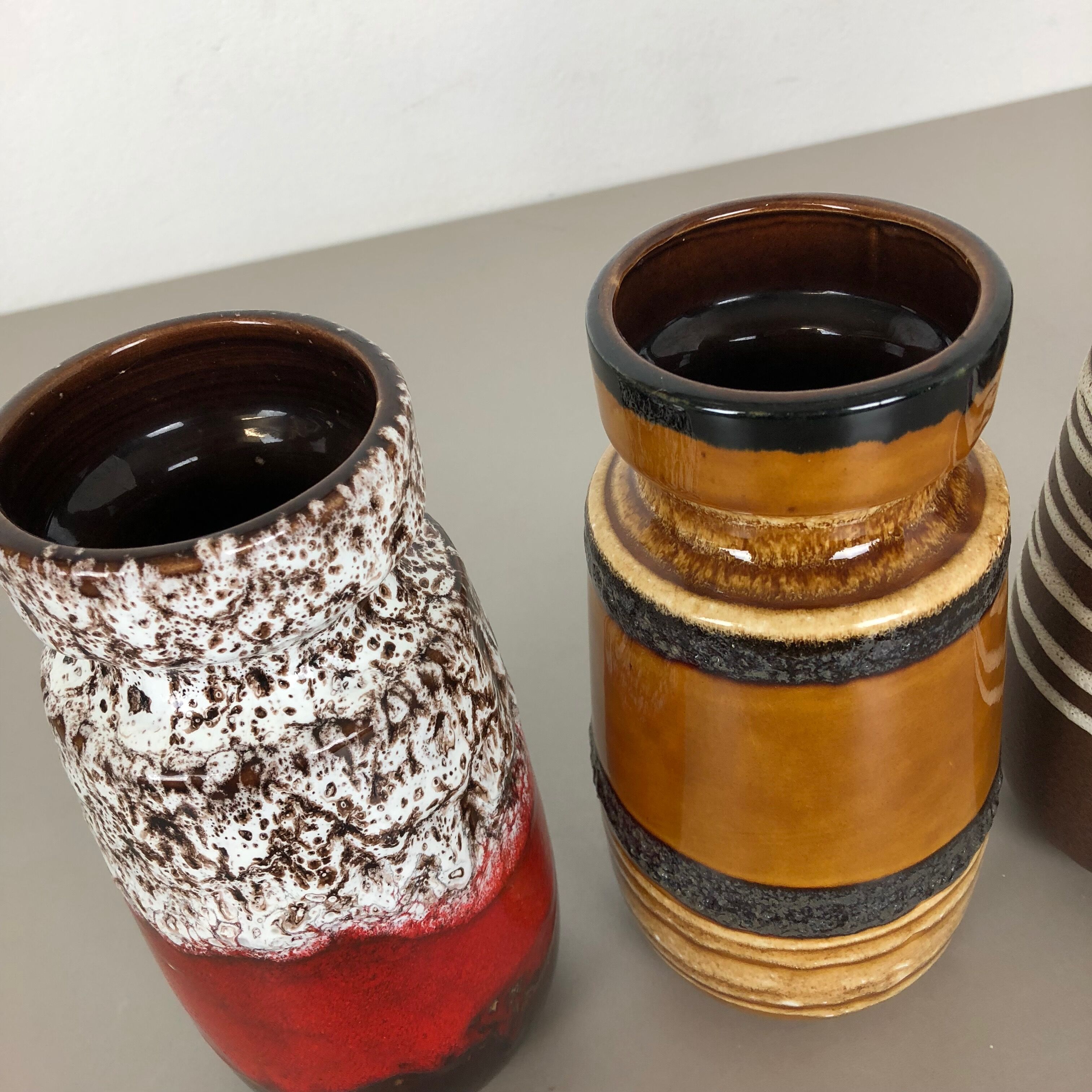 Set of four vintage pottery fat lava "242-22" vases made by Scheurich, Germany