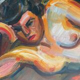 Tableau hsp "la songeuse" nue d'andré claudot (1892-1982) avec cadre