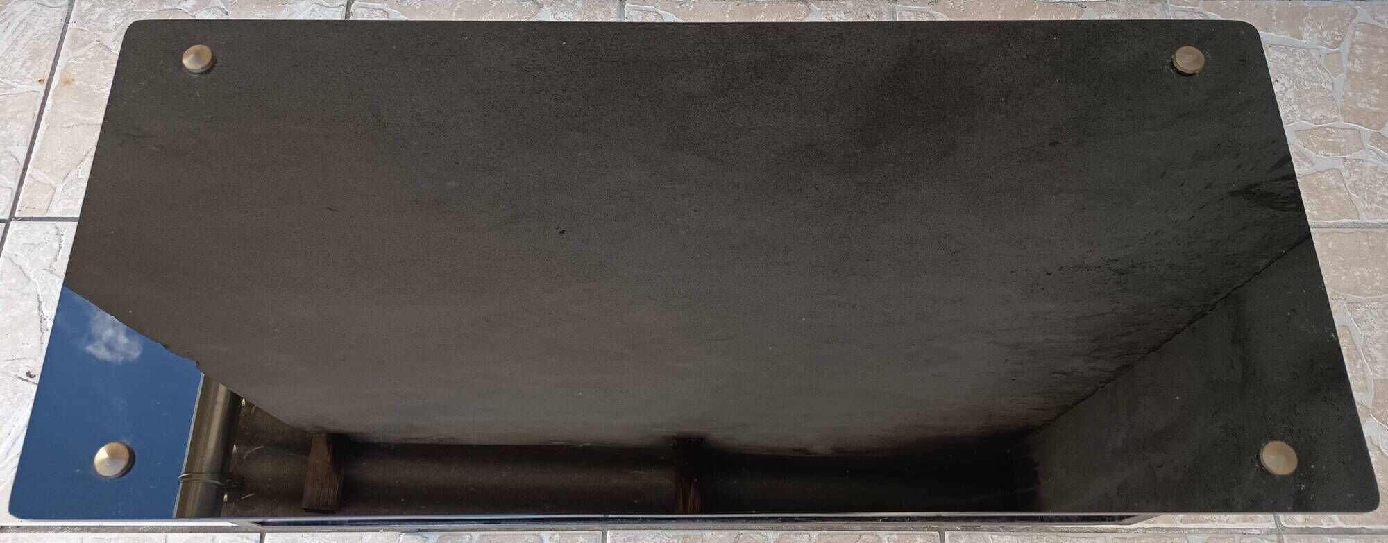 Table basse métal et verre 1950