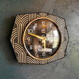 Vintage clock silent wall clock 60s "Golden Black Electric Japy"