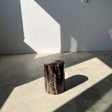 Small side table in black petrified wood with light streaks H: 27.5cm D: 18.5cm