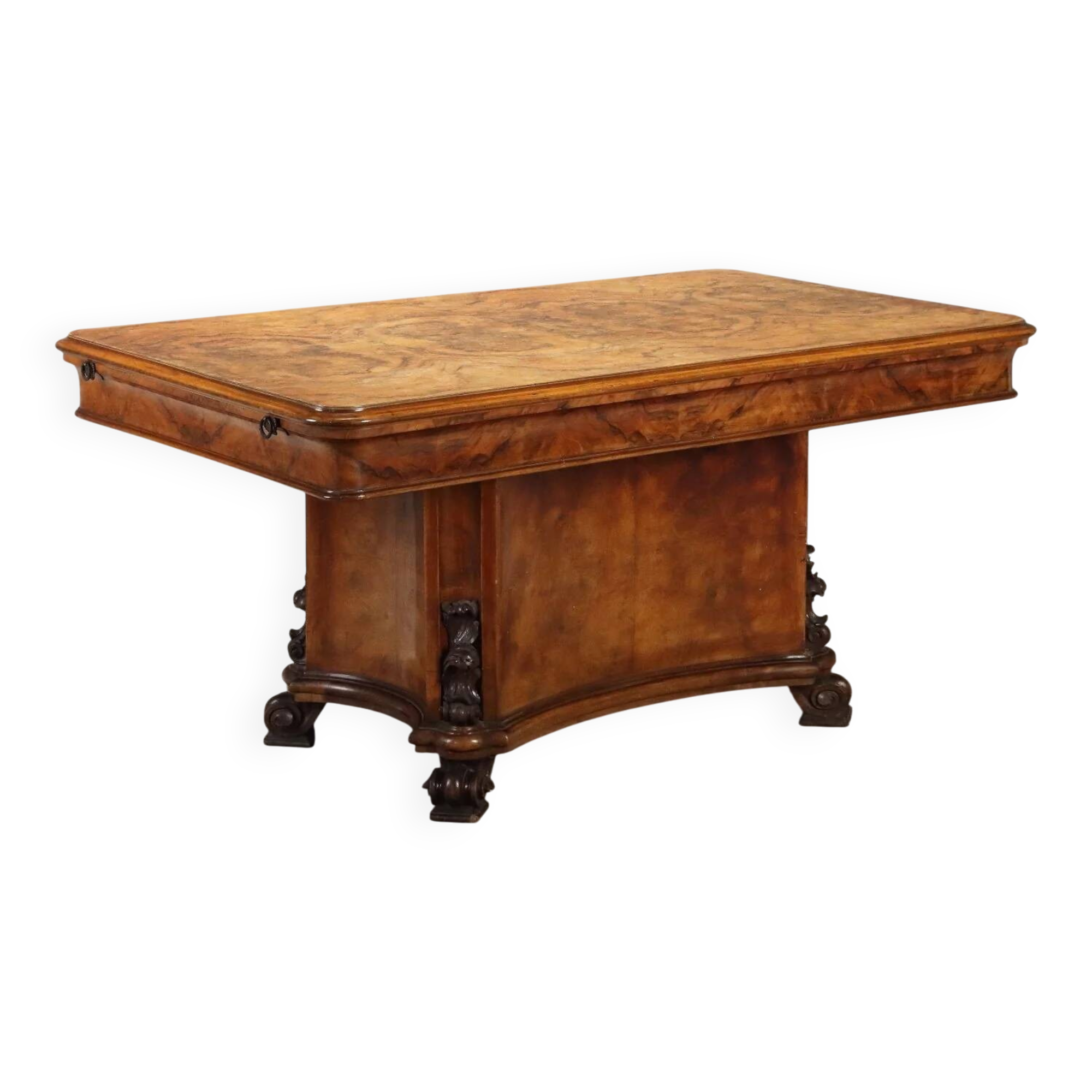 Table Art déco en noyer et loupe de noyer