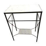 Console en fer avec plateau en marbre, années 1980