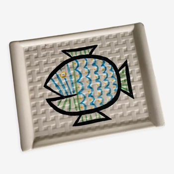 Plateau motif poisson en porcelaine de Limoges