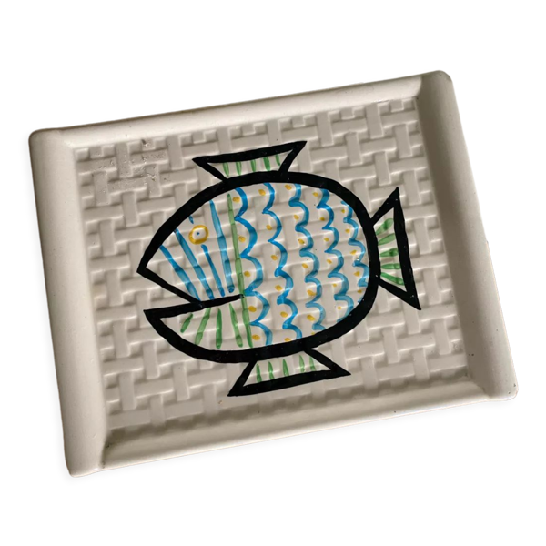 Plateau motif poisson en porcelaine de Limoges