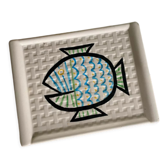 Plateau motif poisson en porcelaine de Limoges