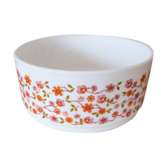Saladier Arcopal pattern orange and pink flowers