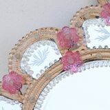 Exceptional Vintage Pink Murano Glass Wall Mirror