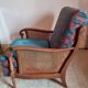Bridge armchair in wood and cane from the 1950s.