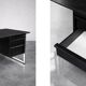 Vintage Mid-Century Danish Modern Minimalist Black Oak Desk with Chrome Base