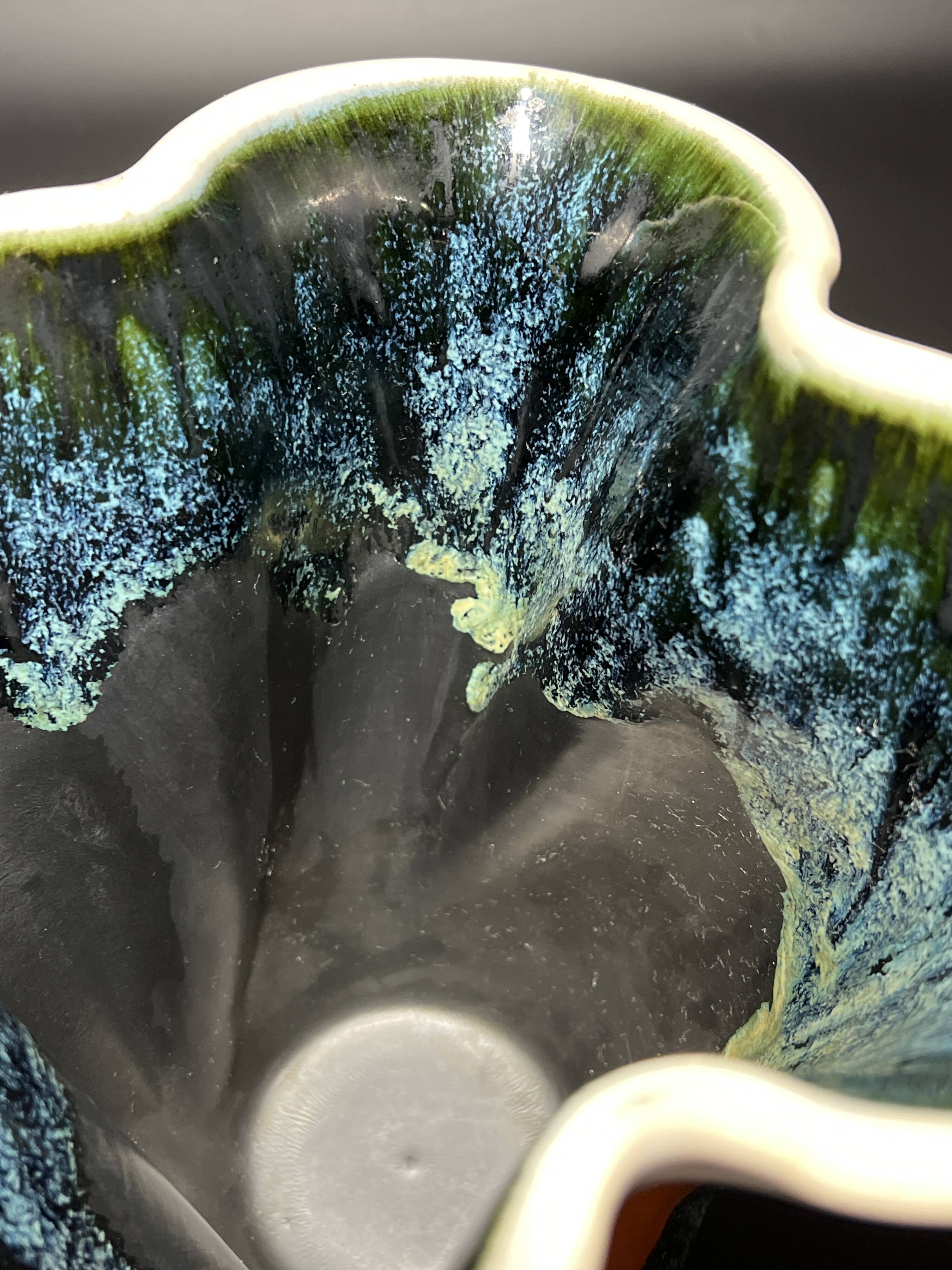 Enamelled ceramic vase signed Elchinger 1950