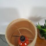 Ceramic table lamp orange with shade, vintage desk lamp