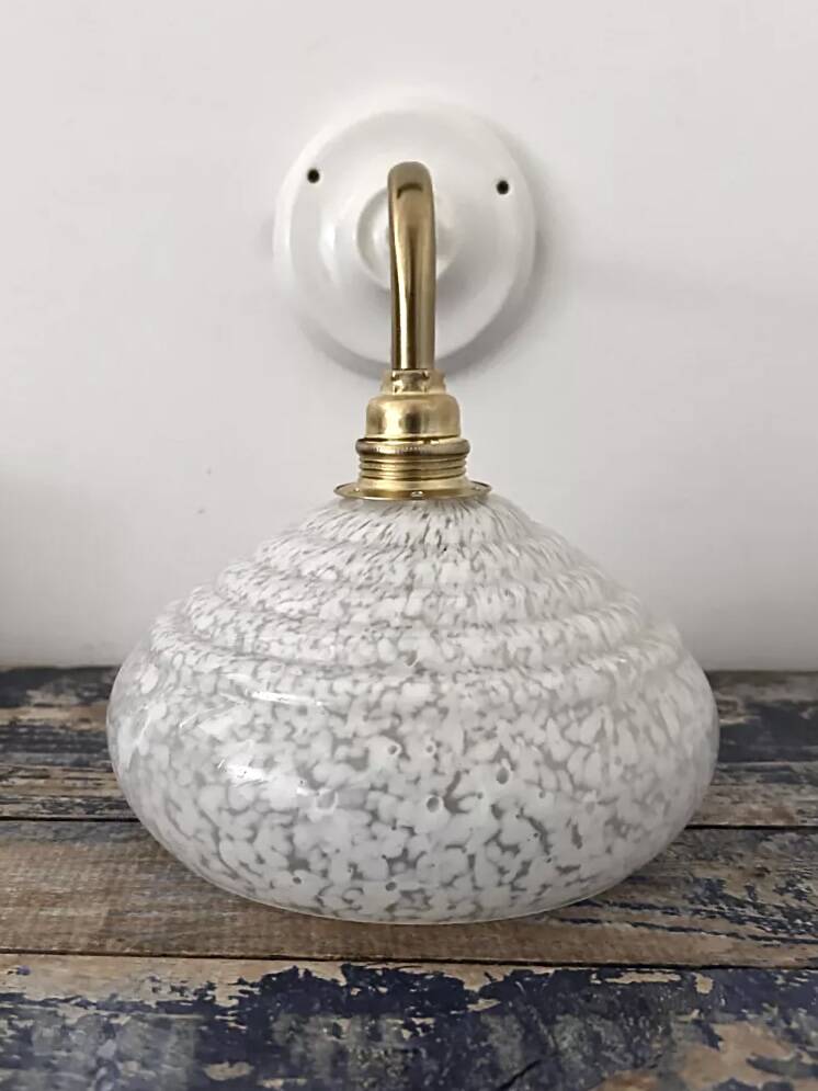White speckled Clichy glass wall light
