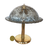 Large antique table lamp in glass and brass