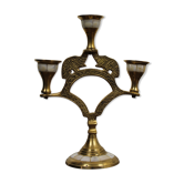 Brass and mother-of-pearl candlestick