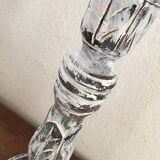 Large candlestick in white patinated wood.