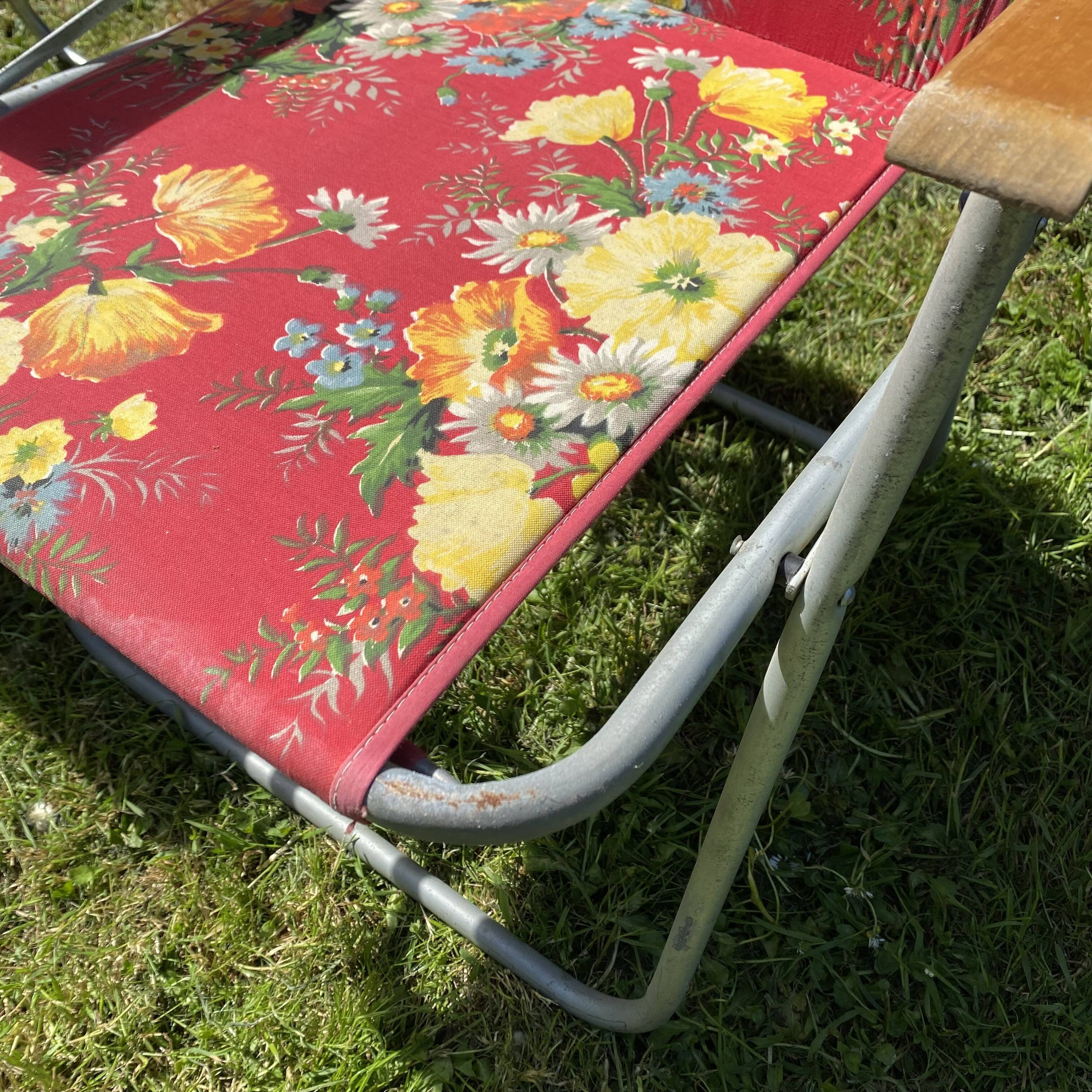 60s floral camping folding chairs