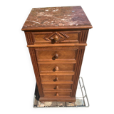 High bedside table in wood and marble around 1900