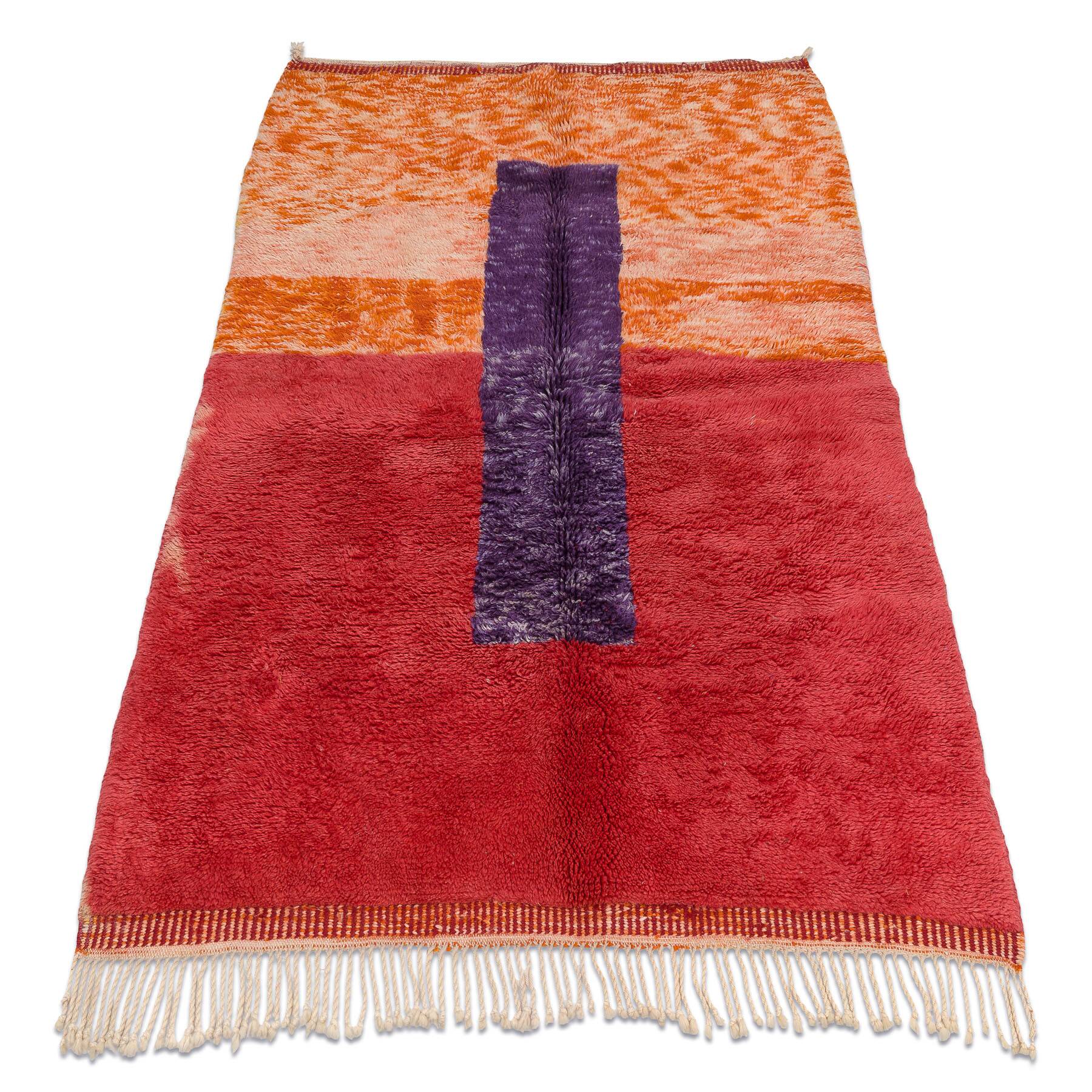 Berber mr4015 beni mrirt handwoven rug from morocco, geometric - red / orange