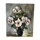 Oil on canvas, bouquet, Pierre Papillaud