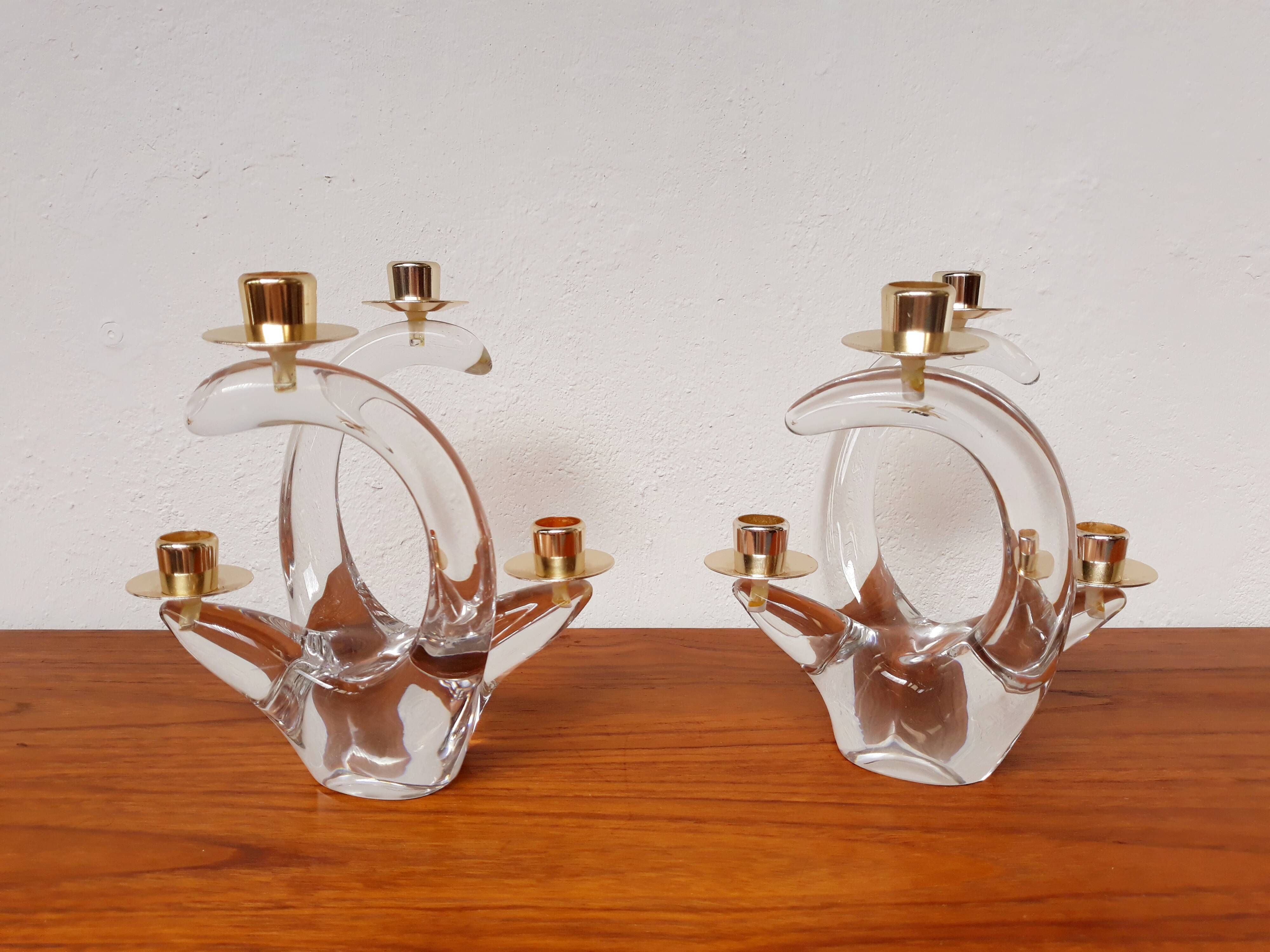 Schneider pair of vintage Crystal candlesticks