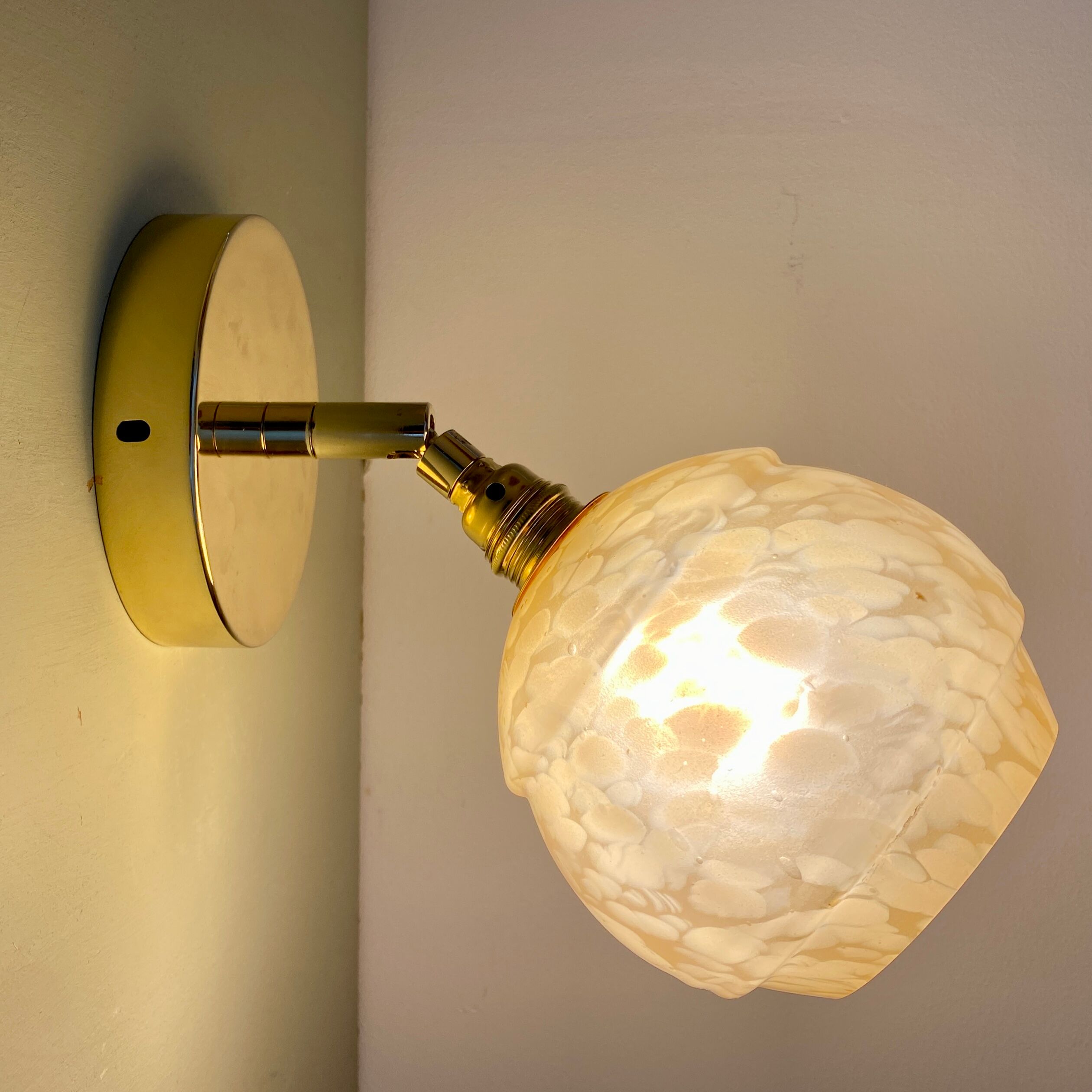 Vintage globe wall light in yellow Clichy glass